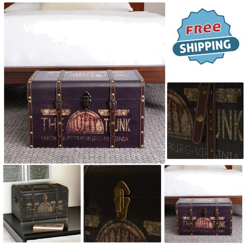 Large Decorative Storage Trunk Engineered Wood 22"x13.8" Vintage Home Decor