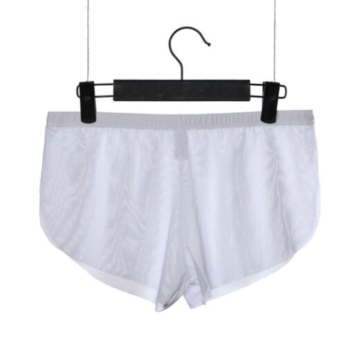 Sexy Hombres Malla Ropa Interior Boxer Pantalones Cortos Laterales Divididos Deportes Calzoncillos Bragas - Imagen 13 de 23
