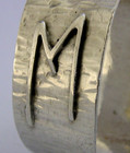 MID CENTURY MODERN STYLISH SOLID STERLING SILVER 'M' NAPKIN RING 1973