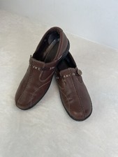 Clarks Bendables Shoes Women's 8M Brown Leather Loafers Slip On Comfort 35063