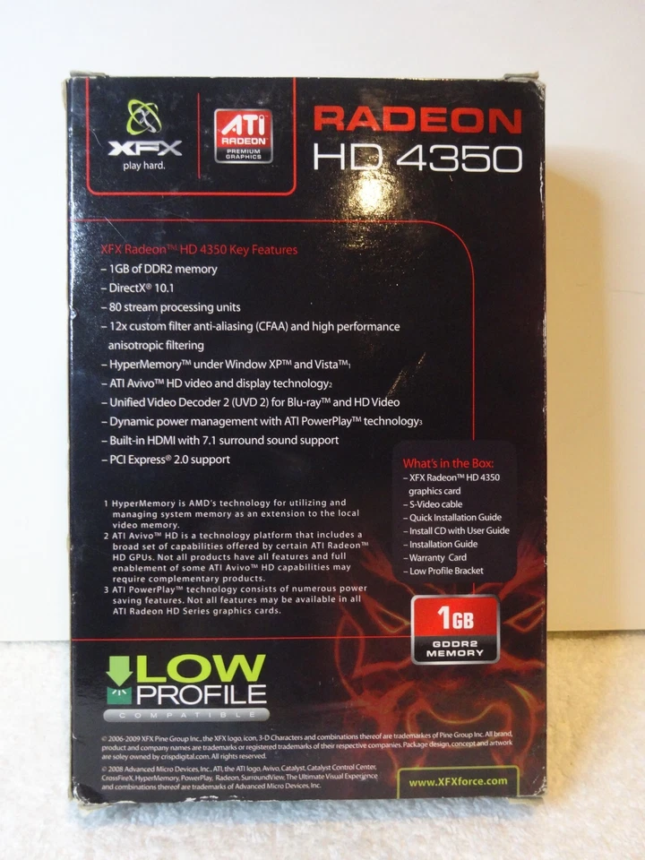 XFX ATI Radeon HD 4350 (HD435XZAHR) 1GB DDR2 SDRAM PCI Express 2.0 Graphics... - Image 2 of 4