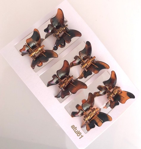 6 Black Brown Butterfly Mini Small Hair Claw Clamps Clips Grips Accessories - Picture 10 of 40