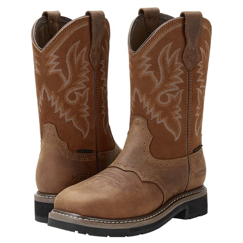 HISEA NINGO Hombres Puntera de Acero Botas de Trabajo Impermeables Puntera Cuadrada Cuero Bota Occidental - Imagen 26 de 48