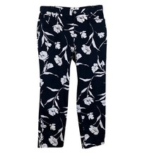 Vintage 90  s Lauren Ralph Lauren Navy Floral Printed Tapered Leg Pants Size 14
