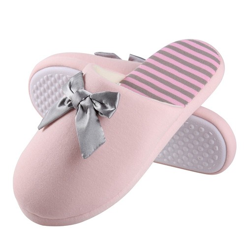 Women Fashion Bowknot Bedroom Spa Slippers With Soft Memory Foam Indoor Shoes - Picture 16 of 19
