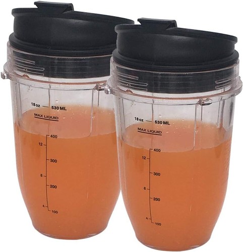 2pcs Replacement 18oz Jar cup with Sip N Seal Flip Lids Compatible with Nutri Ni
