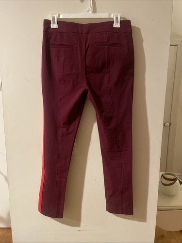 Anthropologie The Essential Slim Pants Red Maroon Burgundy W Side Stripe Sz 6 - Picture 5 of 5