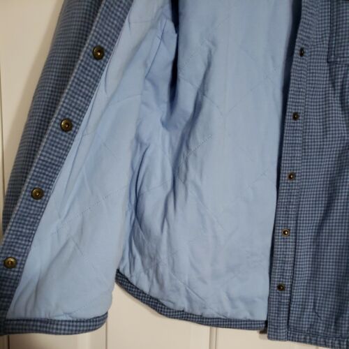 Vintage LL BEAN Quilted Lining Flannel Blue Checkered Shirt Snap Front Medium - Picture 4 of 8