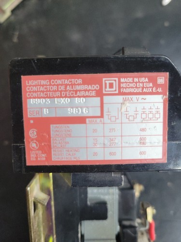 1- Square D 8903-LX080 9816 Lighting Contactor 80 Amp 120V Coil 8 POLE 3Ph **NOS - Picture 3 of 7