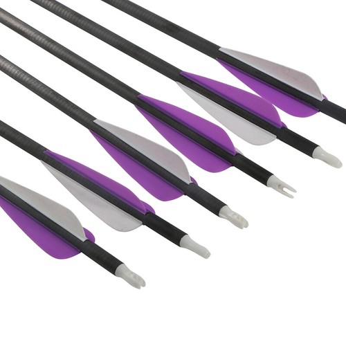 32" Archery Carbon Arrows SP350 with Tips Nocks for Compound Recurve Bow Hunting - Picture 8 of 13