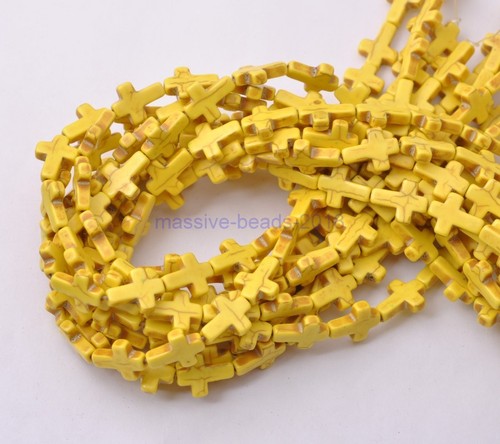 Cuentas espaciadoras cruces laterales turquesa howlita 16""1 hebra 15x12 mm u eliges color - Imagen 17 de 24