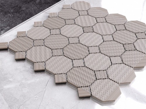 Mosaico in ceramica su rete per bagno/cucina 29.3 cm x 29.3 cm - Octagon castle - Picture 3 of 9
