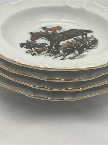 Equestrian Ash Tray Trinket Dish Fox Hunt Horse Golden Crown E&R Western Germany - Picture 7 of 7