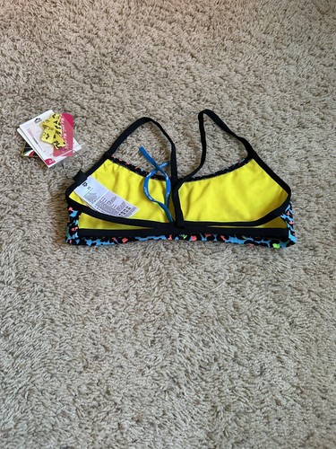 Small Arena Blue Leopard Print Swim Top for Girls - Picture 2 of 2