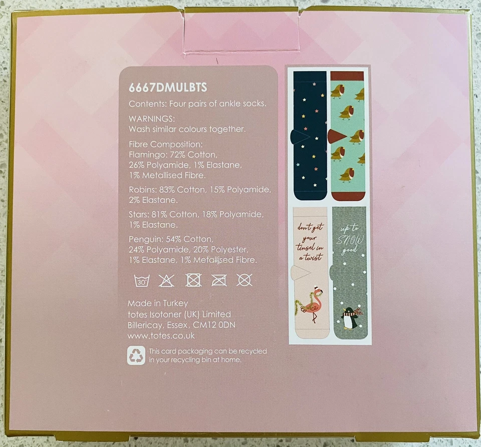 Paquete de 4 calcetines al tobillo Barley Lane By Totes para mujer dama talla única 4-8 Foto 4 de 4