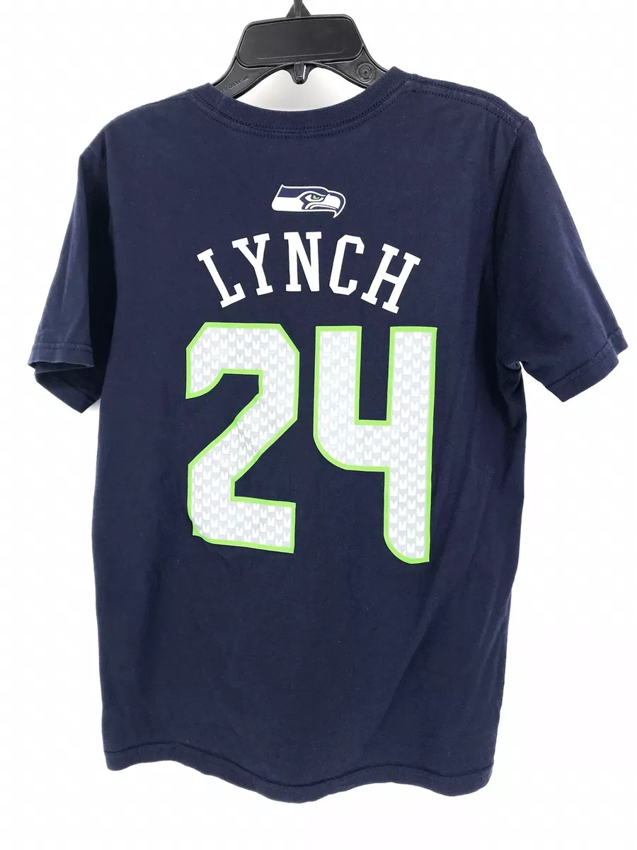 Youth L SEATTLE SEAHAWKS Lynch 24 Navy Blue NFL Team Graphic T