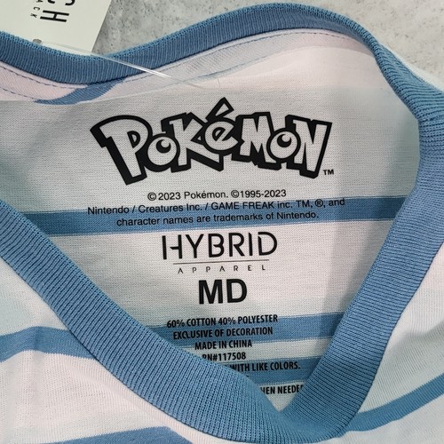 Pokemon Squirtle T-Shirt Mens Size Medium Striped Crew Neck Short Sleeve Blue - 第 5/7 張圖片