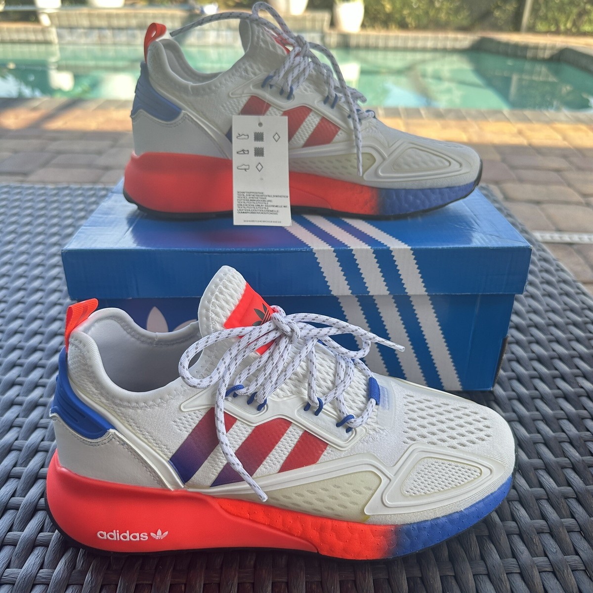 Adidas ZX 2K Boost J White Solar Red Kid's Athletic Shoes Adidas ZX 2K Boost J White Solar Red Kid's Athletic Shoes