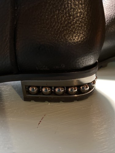 Karl Lagerfeld Women Size 7.5 Black Leather Tall Riding Boots With Stud Heel NEW - Picture 3 of 7