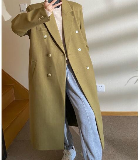 ジャケット・アウター DOUBLELAPELED DOUBLE BREASTED COAT Women's Double Breasted Coat Mid-Length Retro Woolen Coat Winter