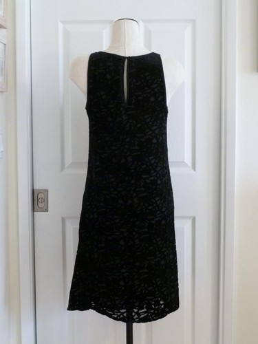Vestido EILEEN FISHER Negro Seda Rayón Terciopelo Burnout*Forrado de Seda*Línea A XS S $358 - Imagen 3 de 14