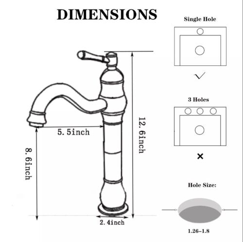 Oil Rubbed Bronze Bathroom Basin Sink Faucet Single Handle 1 Hole Basin Faucet - Picture 2 of 8