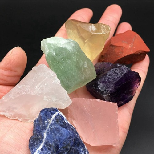 Kit de piedras preciosas de equilibrio de cuarzo natural de 7 chakras crudos en bruto - Imagen 8 de 9