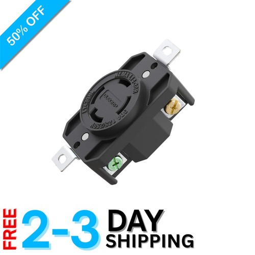 NEMA L14-30R Heavy-Duty Locking Receptacle for Generators - Listed Black