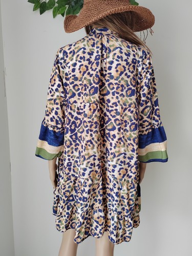 ❤️ Abito tubino estivo viscosa stampa animali leopardo taglia M Made in Italy 865 - Foto 9 di 11