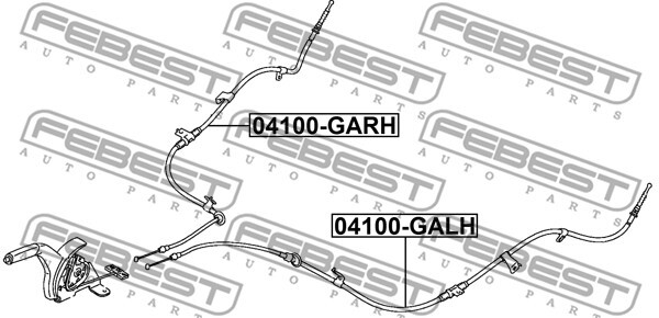 04100-GARH FEBEST Cable, parking brake for CITROËN,MITSUBISHI,MITSUBISHI (GAC),P