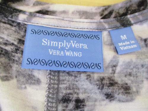 SIMPLY VERA Vera Wang tank top M black and gray abstract long flowy rayon - Picture 7 of 10