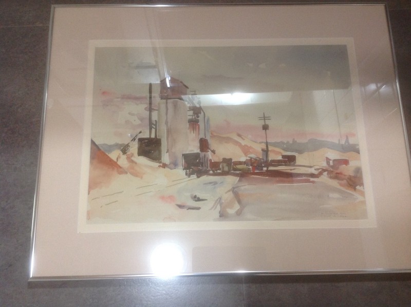 Rare ORIGINAL Robert A.Little(Architect)WATERCOLOR Painting~1952 Railroad Yard 