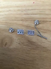 General Motors Vintage Tie Tac/Pin Blue/Green Stones