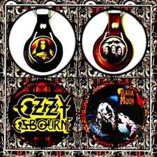 OZZY OSBOURNE MR CRAZY TRAIN TWO LEATHER KEYCHAINS + 2 PIN🇺🇸 80’S ROCK MEMO.🤘