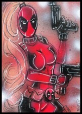 Marvel LADY DEADPOOL Original Sketch Card Painting by Bianca Thompson