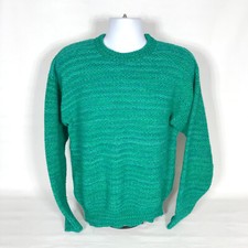 VTG Cedar Bend Made in USA Green Wool Blend Knit Pullover Sweater Mens Med
