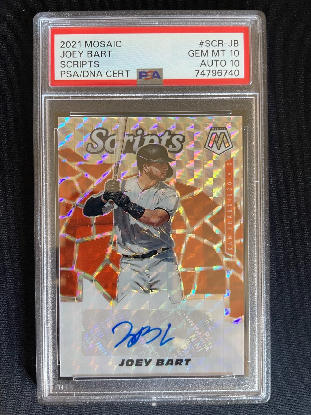 2021 Panini Mosaic Scripts Joey Bart #SCR-JB PSA 10 GEM MT Rookie Auto RC POP 4