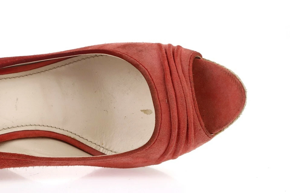 Zapatos de salón Prada para mujer coral naranja gamuza sin cordones punta abierta cuña alpargata talla 39 Foto 4 de 4