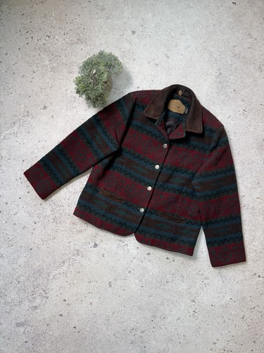 Vtg Woolrich Wool Blend Southwestern Aztec Jacket Coat USA Womens Size L - 第 1/23 張圖片