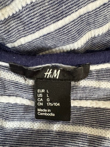 H&M Striped Top Blue White Nautical Size 14 - Picture 3 of 4