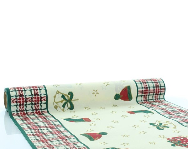 WeihnachtstischläUfer Amy In GrüN-Champagner Aus Linclass® Airlaid 40Cm X 4,80M,-image