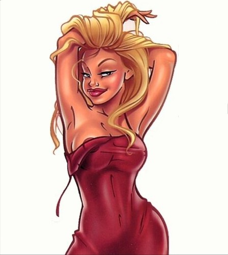 SEXY BLONDE SEX BOMB Cherry Bomb IN A RED DRESS Scooter STICKER/VINYL car DECAL - 第 2/2 張圖片