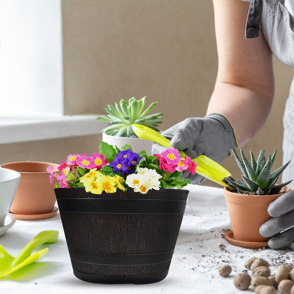 Plant Barrel Flower Pot Garden Retro Pots Permeable Planter Practical