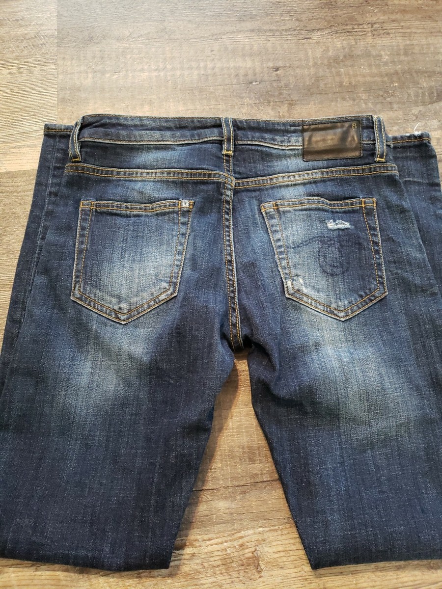R13 Boy Skinny Jeans Seattle Vintage Blue Womens Size 25 Low