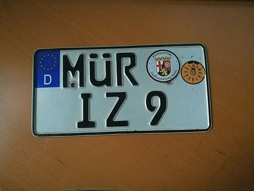 REAL GERMAN MOTORCYCLE LICENSE PLATE NUMBER TAG DEUTSCHLAND BMW RACING