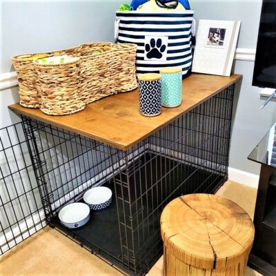Dog Kennel Wood Table Top Cover Farmhouse Crate Dog Kennel Wood Table Top, Dog Crate Wooden Furniture