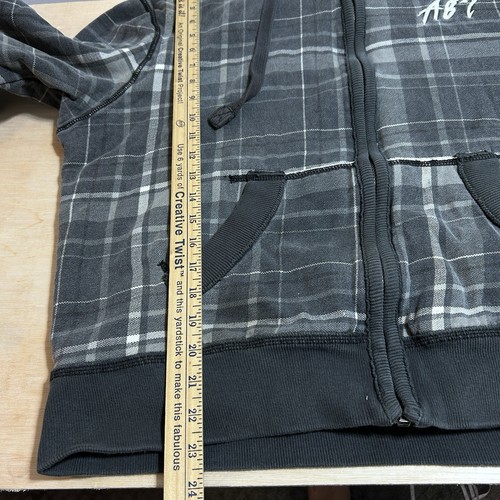 Vintage Y2K Aeropostale Sherpa Lined Plaid Hoodie L Skater Cyber Mall Goth AOP - Picture 8 of 10