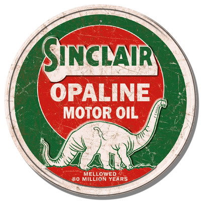 Sinclair Opaline Motor Oil Tin Metal Embossed Sign Man Cave Garage Decor 12 Dia.
