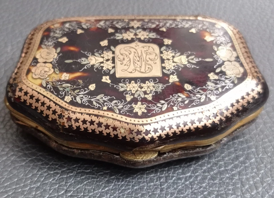 Ancien Porte Monnaie Écaille Piquée d'Or et Argent Napoléon III - Photo 3/4