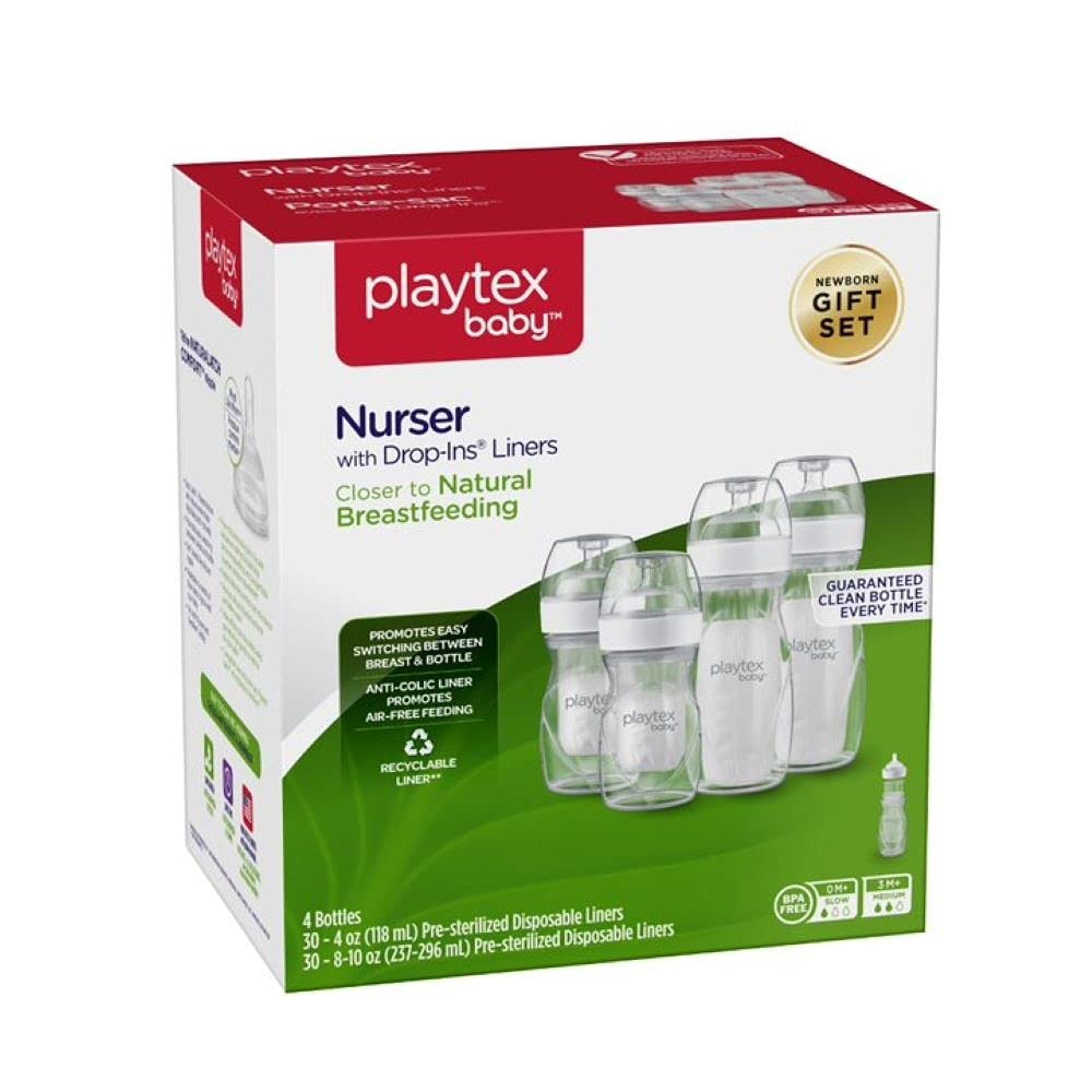 Playtex Baby Nurser Bottle Gift Set, with Pre-Sterilized Dis